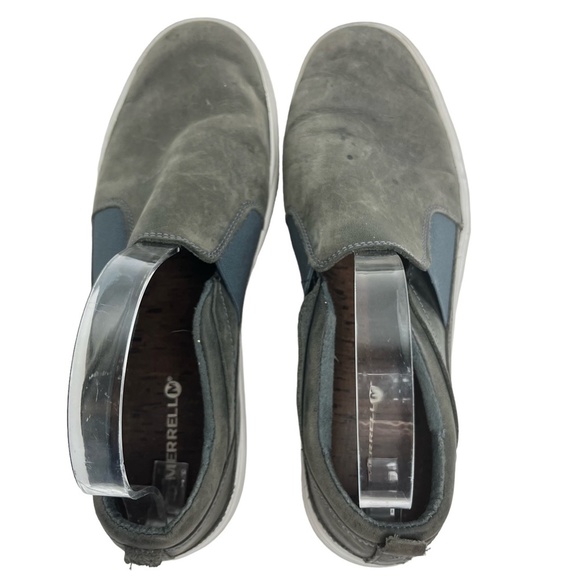 MERRELL TURBULENCE Smokey Gray Genuine Leather Loafers Slip On Casual Shoes sz 9 - Picture 5 of 16